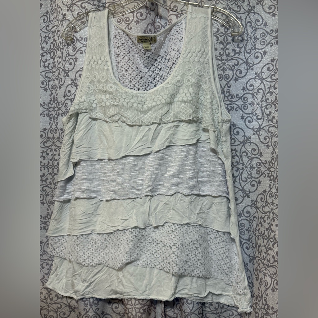 One World Cream Ruffled Sleeveless Tank Top